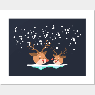 Christmas cute reindeer Posters and Art